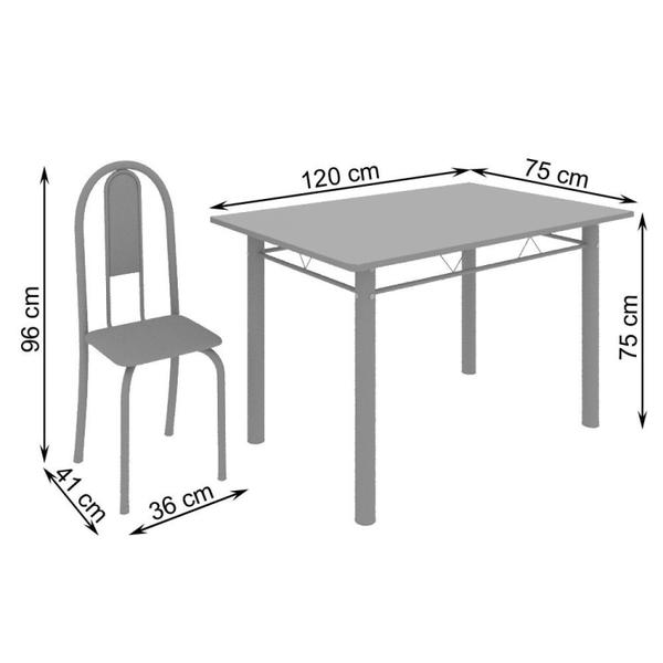 Imagem de Conjunto de Mesa 120x75cm Tampo em Ardósia com 4 Cadeiras Iris A Soma Móveis