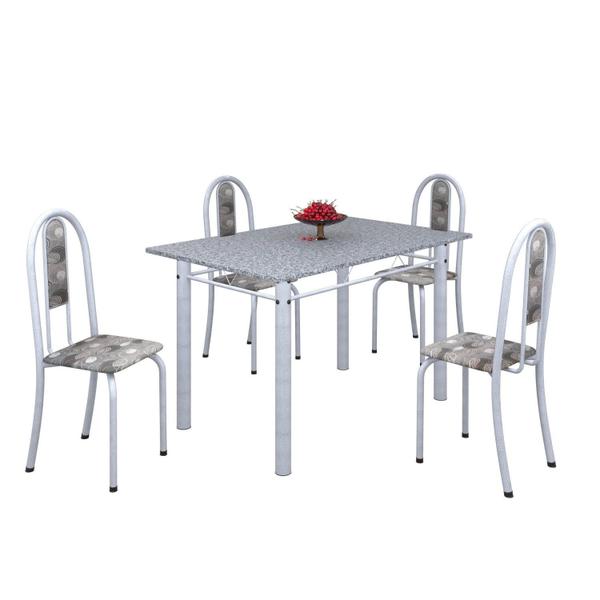 Imagem de Conjunto de Mesa 120x75cm Tampo em Granito com 4 Cadeiras Iris A Soma Móveis