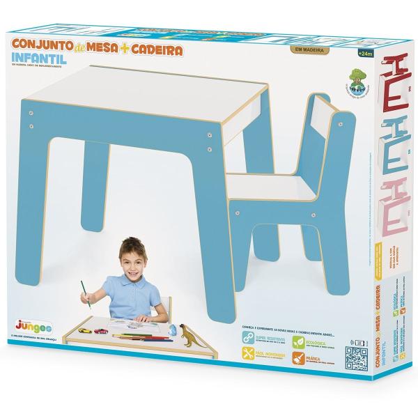 Imagem de Conjunto de mesa + cadeira infantil azul - junges - 991