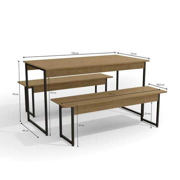 Imagem de Conjunto de Mesa com 2 Bancos LI013 Linha Crome Industrial Kappesberg