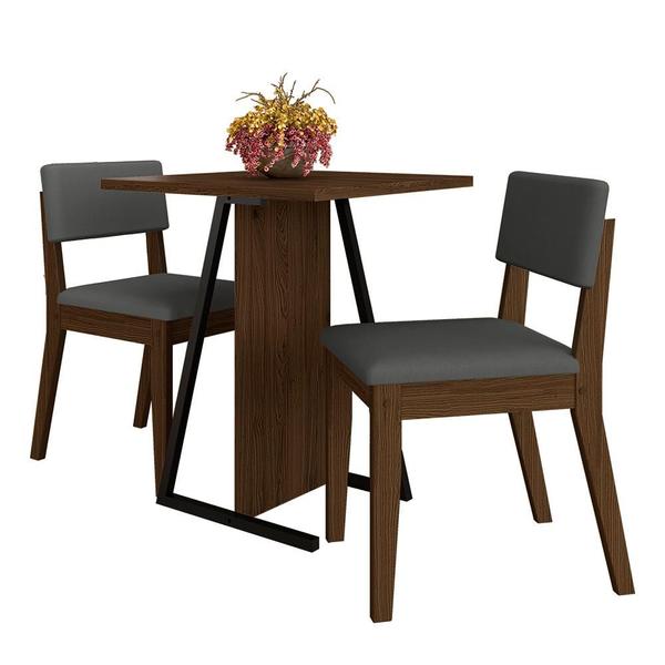 Imagem de Conjunto De Mesa Com 2 Cadeiras Arkansas Imbuia/cinza - M. Arapongas