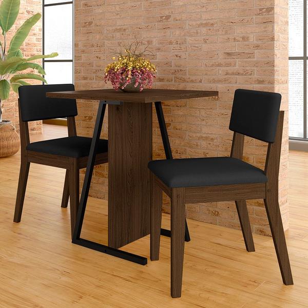 Imagem de Conjunto De Mesa Com 2 Cadeiras Arkansas Imbuia/preto - M. Arapongas