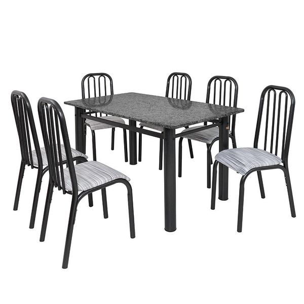 Imagem de Conjunto de Mesa Com 6 Cadeiras Ciplafe Granito Craquelado