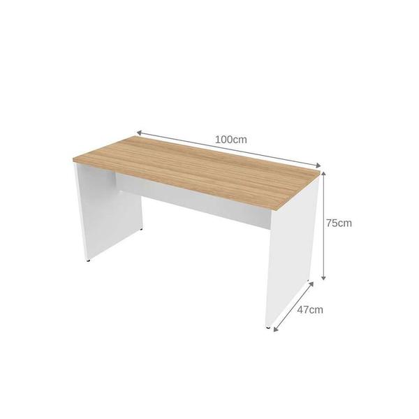 Imagem de Conjunto de Mesa com Estante e 3 Prateleiras Siena Branco e Carvalho Mel