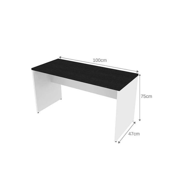 Imagem de Conjunto de Mesa com Estante e 3 Prateleiras Siena Branco e Preto