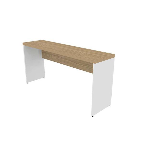 Imagem de Conjunto de Mesa com Estante e Prateleira de Escritório Corp Branco e Carvalho Mel