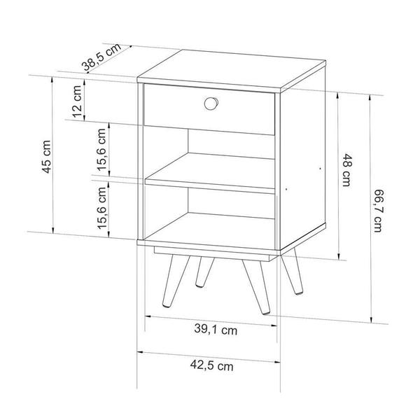 Imagem de Conjunto de Mesa de Cabeceira e Guarda-Roupa Casal Retrô Plus 3 PT 3 GV Rustik Carvalho e Branco