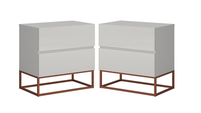 Imagem de Conjunto de Mesa de Cabeceira Para Cama Casal Eros 45cm Base de Ferro Estilo Industrial Cobre Rose