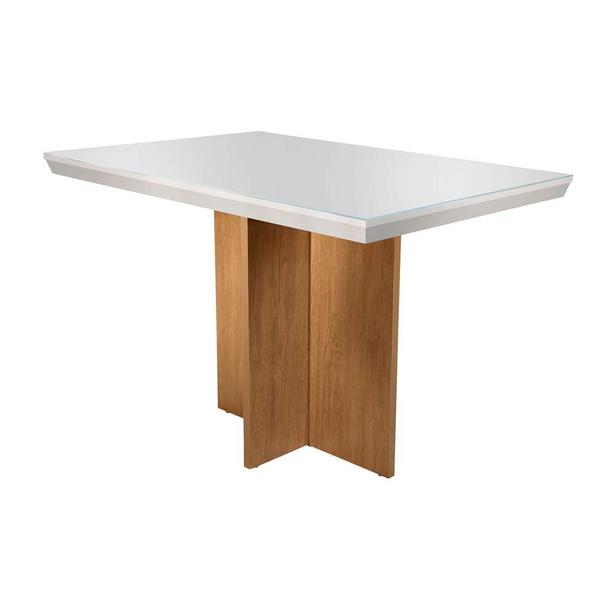 Imagem de Conjunto de Mesa de Jantar Berlim III com Vidro 4 Cadeiras Grécia Suede Chocolate e Off White