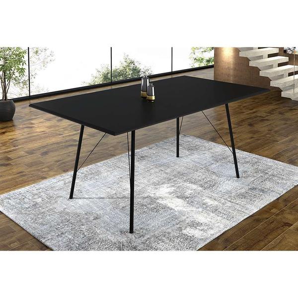 Imagem de Conjunto de Mesa de Jantar com 4 Cadeiras Angra Suede Preto 137 cm