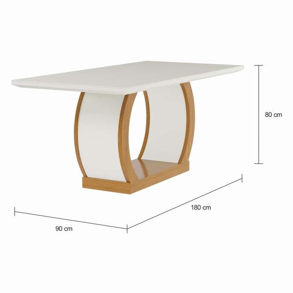 Imagem de Conjunto de Mesa de Jantar com 6 Cadeiras Estofadas Sienna I Veludo Off White e Creme