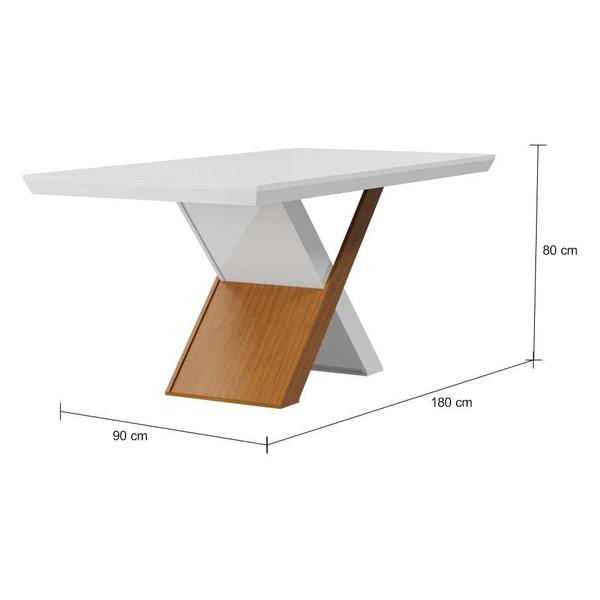 Imagem de Conjunto de Mesa de Jantar com Vidro e  6 Cadeiras Cecília Veludo Creme e Off White