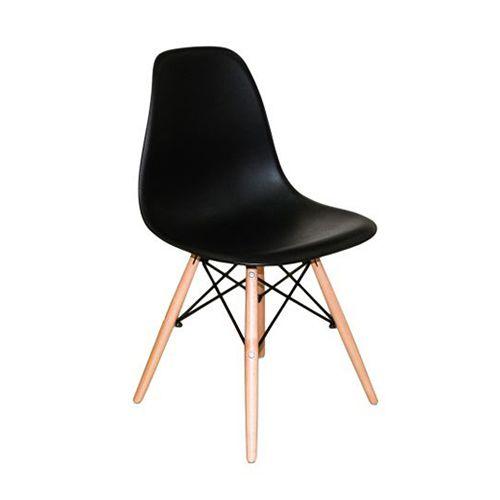 Imagem de Conjunto de Mesa de Jantar Eames Eiffel Redonda 100cm Tampo de Madeira Preto com 5 Cadeiras Pretas