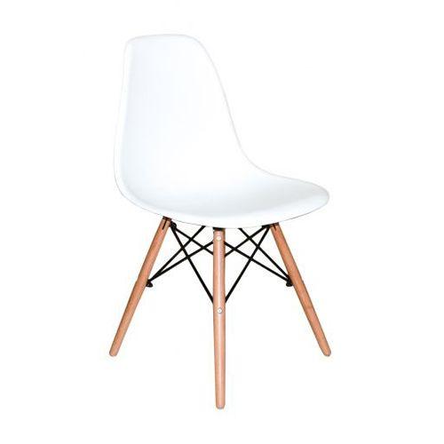 Imagem de Conjunto De Mesa De Jantar Eames Eiffel Redonda 110cm Tampo De Madeira Branco Com 4 Cadeiras Brancas