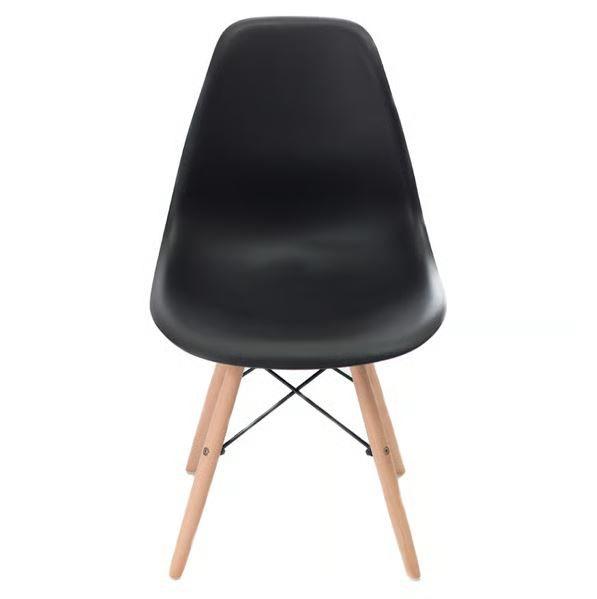 Imagem de Conjunto de Mesa de Jantar Eames Eiffel Redonda 110cm Tampo de Madeira Preto com 4 Cadeiras Pretas