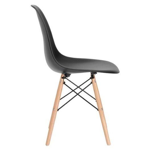 Imagem de Conjunto de Mesa de Jantar Eames Eiffel Redonda 110cm Tampo de Madeira Preto com 5 Cadeiras Pretas