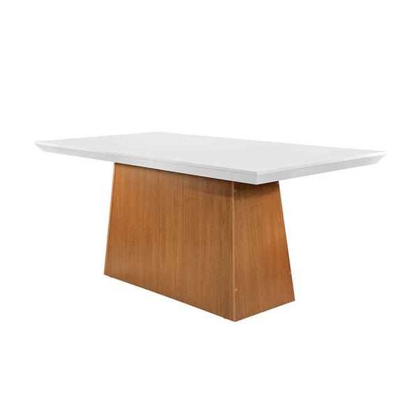 Imagem de Conjunto de Mesa de Jantar Luna com 6 Cadeiras Estofadas Grécia I Veludo Off White e Creme