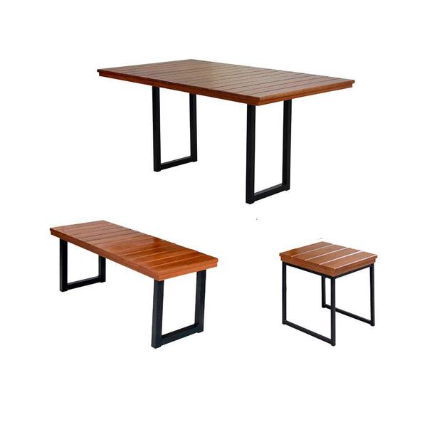 Imagem de Conjunto de Mesa de Jantar Retangular com 4 Bancos Capri Marrom e Preto