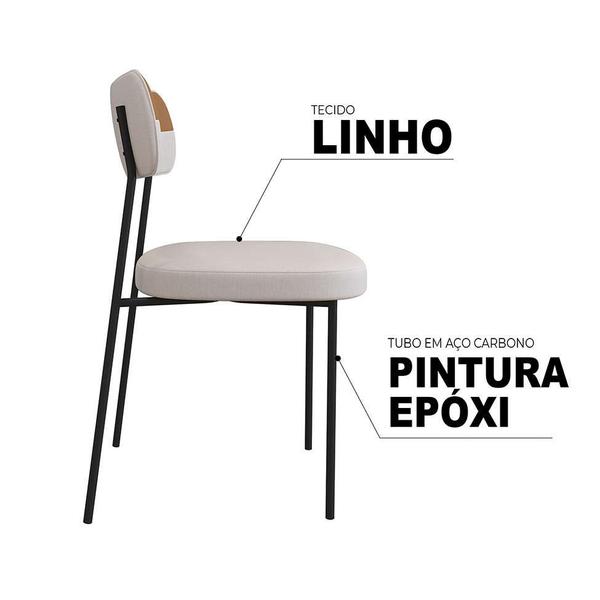 Imagem de Conjunto de Mesa de Jantar Retangular com Tampo Natura Porto e 4 Cadeiras Mona Linho Bege