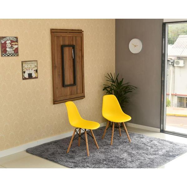 Imagem de Conjunto de Mesa Dobrável Retrátil 120 x 75 Noronha + 2 Cadeiras Eiffel - Amarela