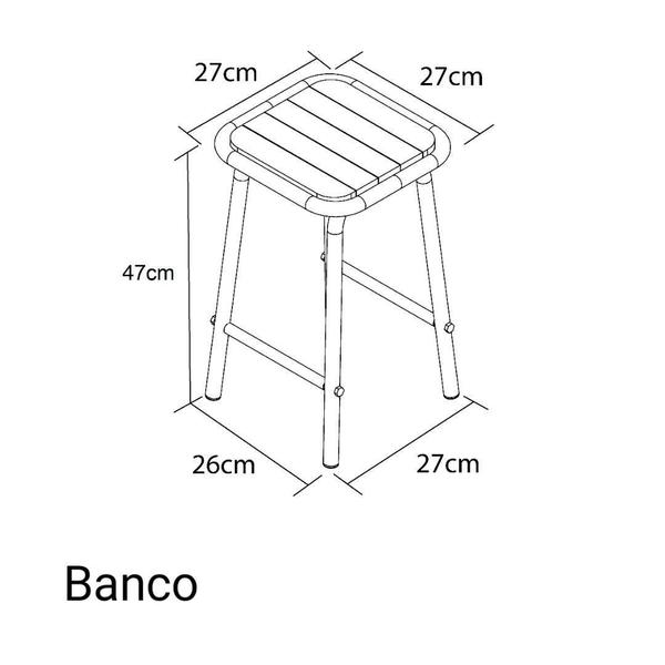 Imagem de Conjunto De Mesa E 2 Bancos Preto Para Cozinha Compacta