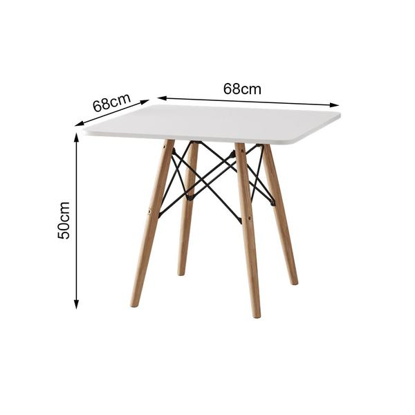 Imagem de Conjunto de Mesa Eames Eiffel Madeira Infantil 68cm Quadrado Branco 4 Cadeiras Rosa