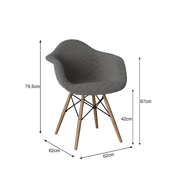 Imagem de Conjunto de Mesa Industrial Base Dourada Tampo Quadrado 90cm Canela 4 Poltronas Estofadas Grafite