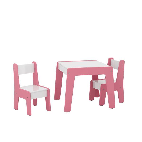 Imagem de Conjunto de Mesa Infantil com 2 cadeiras Diana Branco/Rosa