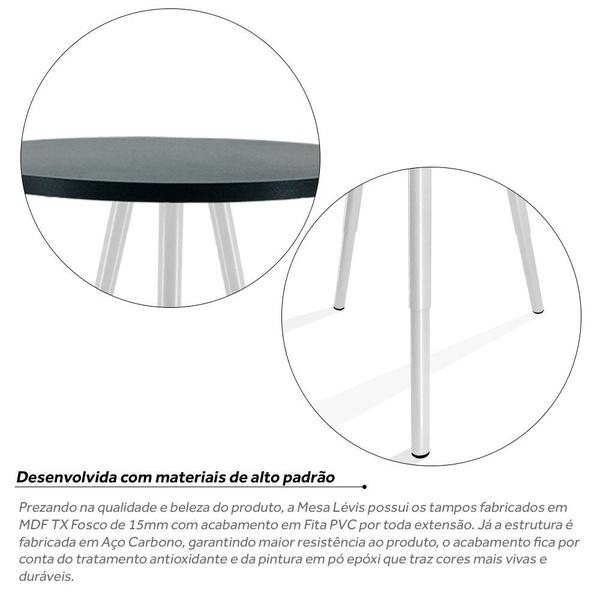 Imagem de Conjunto de Mesa Lateral Dupla Lévis Redonda Sala - Branco/Preto