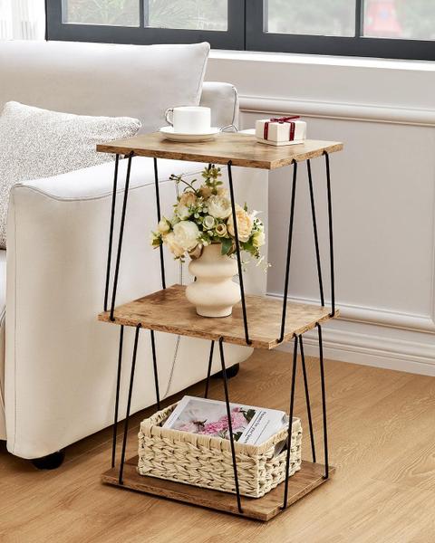 Imagem de Conjunto de mesa lateral KJGKK Tall End Table Small Accent Greige & Black