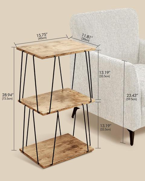 Imagem de Conjunto de mesa lateral KJGKK Tall End Table Small Accent Greige & Black