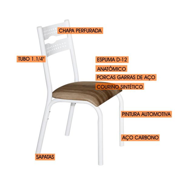 Imagem de Conjunto de mesa luna tampo bp carvalho montreal 1,20m x 0,80m retangular com 4 cadeiras tubo branco - ciplafe