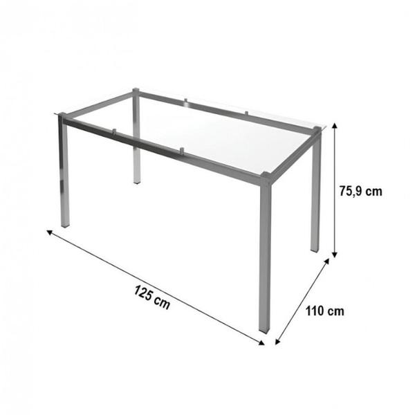 Imagem de Conjunto de Mesa Ornata 125x75cm com 4 Cadeiras Ágata Cromado e Tampo de Vidro Tubform