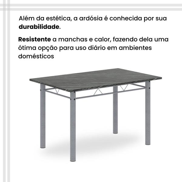 Imagem de Conjunto de Mesa Retangular 120x75cm Tampo Ardósia Indiano 4 Cadeiras Lavínea Botanic Bege / Mart Pérola