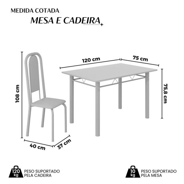 Imagem de Conjunto de Mesa Retangular 120x75cm Tampo Ardósia Indiano 4 Cadeiras Lavínea Preto Floral/ Branco