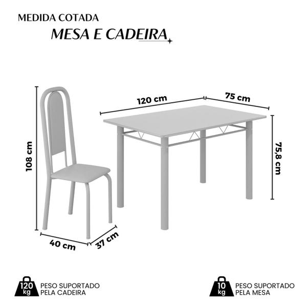 Imagem de Conjunto de Mesa Retangular 120x75cm Tampo Ardósia Indiano 4 Cadeiras Lavínea