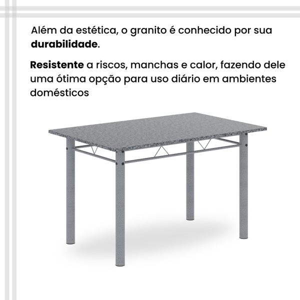 Imagem de Conjunto de Mesa Retangular 120x75cm Tampo Granito Ocre 4 Cadeiras Lavínea