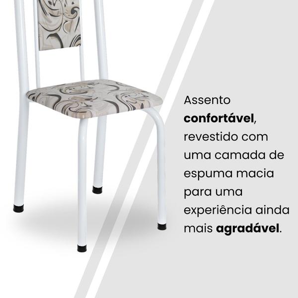 Imagem de Conjunto de Mesa Retangular 120x75cm Tampo Granito Topázio 4 Cadeiras Lavínea Arabesco/ Branco