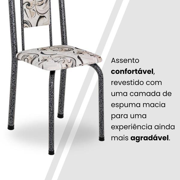 Imagem de Conjunto de Mesa Retangular 140x75cm Tampo Ardósia Indiano 6 Cadeiras Lavínea Arabesco/ Mart Prata