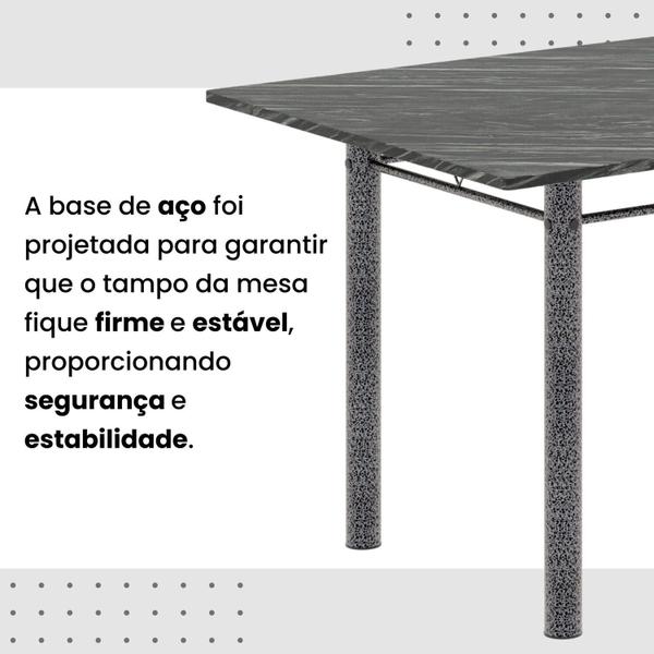 Imagem de Conjunto de Mesa Retangular 140x75cm Tampo Ardósia Indiano 6 Cadeiras Lavínea Botanic Bege / Mart Prata