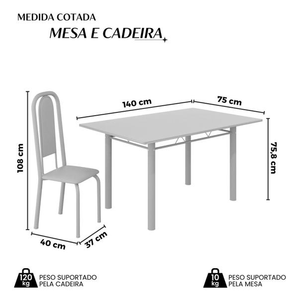 Imagem de Conjunto de Mesa Retangular 140x75cm Tampo Ardósia Indiano 6 Cadeiras Lavínea