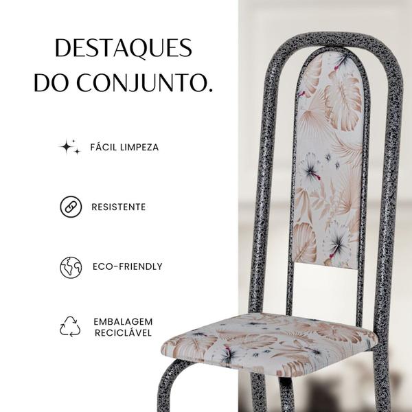 Imagem de Conjunto de Mesa Retangular 140x75cm Tampo de Vidro 6 Cadeiras Lavínea