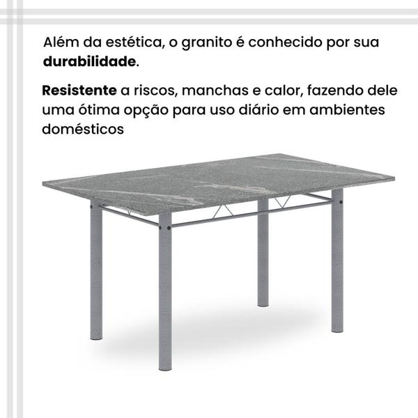 Imagem de Conjunto de Mesa Retangular 140x75cm Tampo Granito Topázio 6 Cadeiras Lavínea Botanic Bege / Mart Pérola