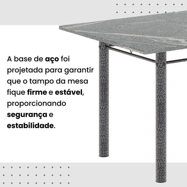 Imagem de Conjunto de Mesa Retangular 140x75cm Tampo Granito Topázio 6 Cadeiras Lavínea Botanic Bege / Mart Prata