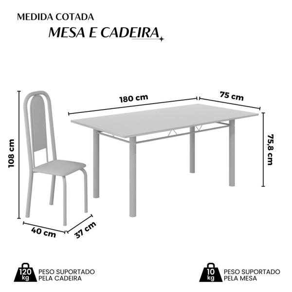 Imagem de Conjunto de Mesa Retangular 180x75cm Tampo Ardósia Indiana 8 Cadeiras Lavínea