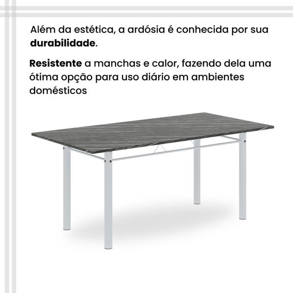 Imagem de Conjunto de Mesa Retangular 180x75cm Tampo Ardósia Indiana 8 Cadeiras Lavínea