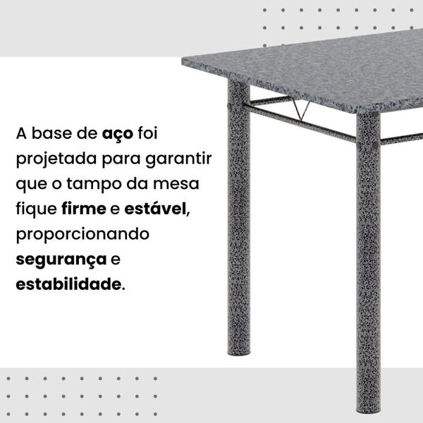 Imagem de Conjunto de Mesa Retangular a 120x75cm Tampo Granito Ocre 4 Cadeiras Lavínea Arabesco/ Mart Prata