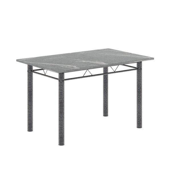 Imagem de Conjunto de Mesa Retangular a 120x75cm Tampo Granito Topázio 4 Cadeiras Lavínea Preto Floral/ Mart Prata