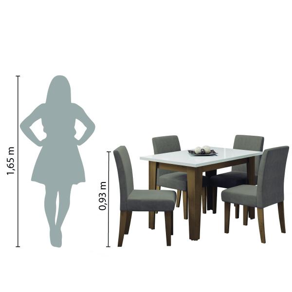 Imagem de Conjunto de Mesa Sala de Jantar Miami com 4 Cadeiras Trieste Suede 1,20m Cedro / Off White / Mascavo Dobuê