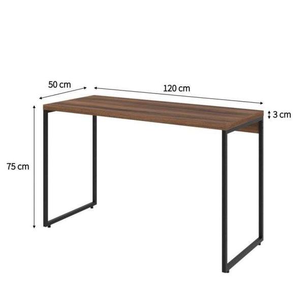 Imagem de Conjunto de Mesa Studio Nogal 120 cm com Cadeira de Escritório Presidente Giratória com Relax Clark Preta e Dourada